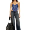 bridget-dnm Denim-effect mesh bodysuit bridget-dnm Denim-effect mesh bodysuit