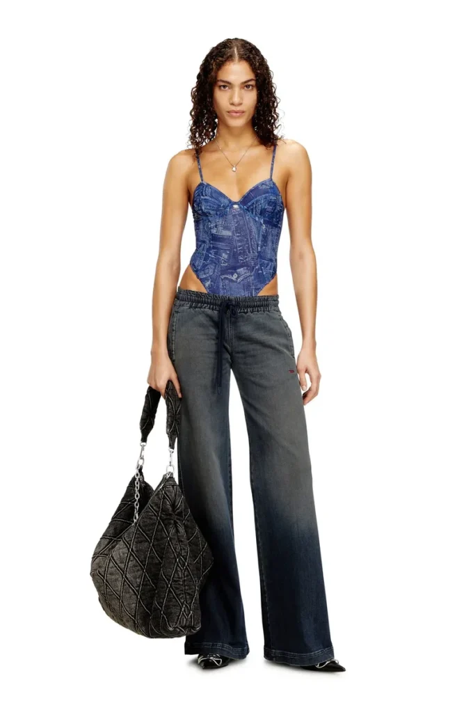 bridget-dnm Denim-effect mesh bodysuit bridget-dnm Denim-effect mesh bodysuit