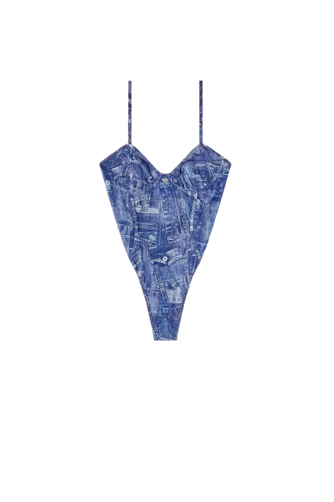 bridget-dnm Denim-effect mesh bodysuit bridget-dnm Denim-effect mesh bodysuit