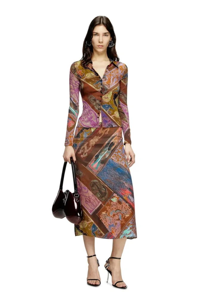 c-amelia Stretch-viscose shirt with Heraldic print c-amelia Stretch-viscose shirt with Heraldic print