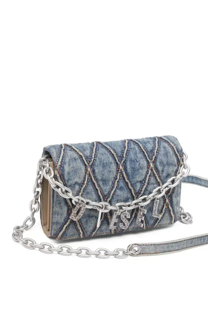 charm-d wallet strap Wallet purse in argyle quilted denim charm-d wallet strap Wallet purse in argyle quilted denim