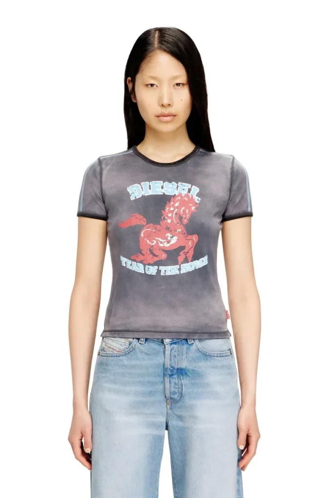 cl-t-uncutie-horse Cotton stretch T-shirt with horse graphic print cl-t-uncutie-horse Cotton stretch T-shirt with horse graphic print