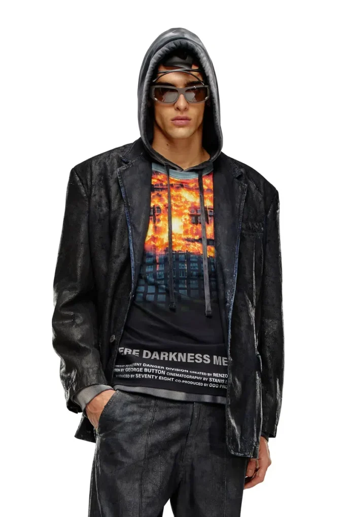 d-bla-fse Denim blazer with craquelé coating d-bla-fse Denim blazer with craquelé coating