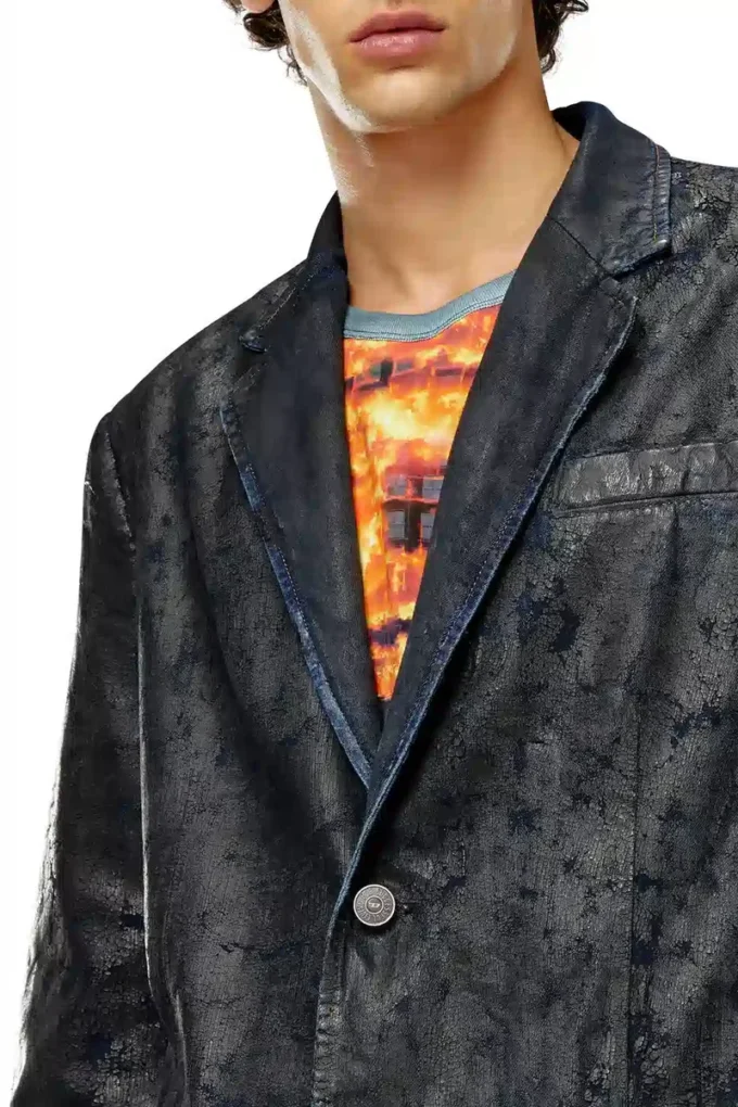 d-bla-fse Denim blazer with craquelé coating d-bla-fse Denim blazer with craquelé coating
