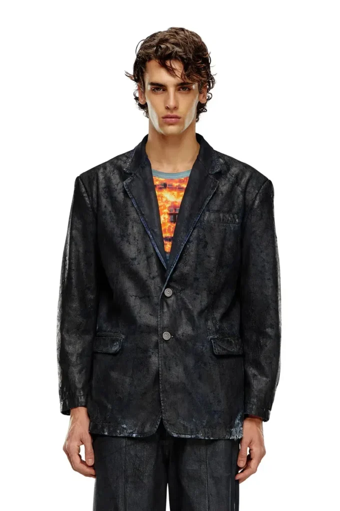 d-bla-fse Denim blazer with craquelé coating d-bla-fse Denim blazer with craquelé coating