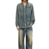 d-dewny-hood-s2 Overshirt in marbled coated denim d-dewny-hood-s2 Overshirt in marbled coated denim
