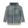 d-dewny-hood-s2 Overshirt in marbled coated denim d-dewny-hood-s2 Overshirt in marbled coated denim