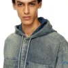 d-dewny-hood-s2 Overshirt in marbled coated denim d-dewny-hood-s2 Overshirt in marbled coated denim