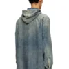 d-dewny-hood-s2 Overshirt in marbled coated denim d-dewny-hood-s2 Overshirt in marbled coated denim