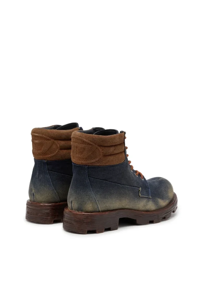 d-hammer lace up w D-Hammer-Combat boots in denim and suede
