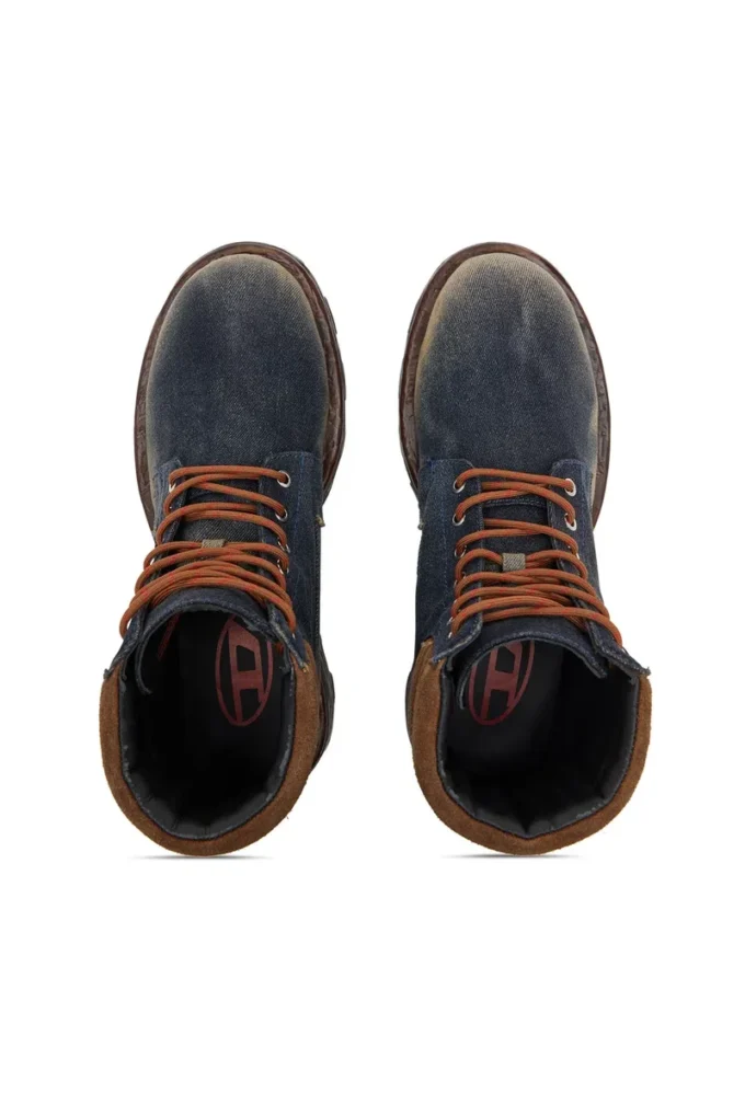 d-hammer lace up w D-Hammer-Combat boots in denim and suede