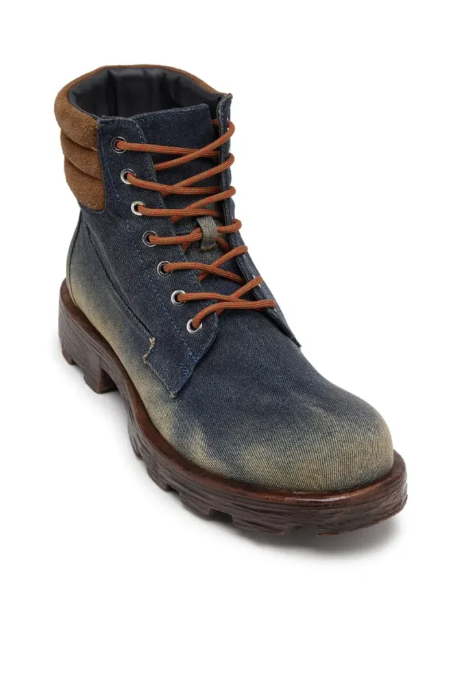 d-hammer lace up w D-Hammer-Combat boots in denim and suede