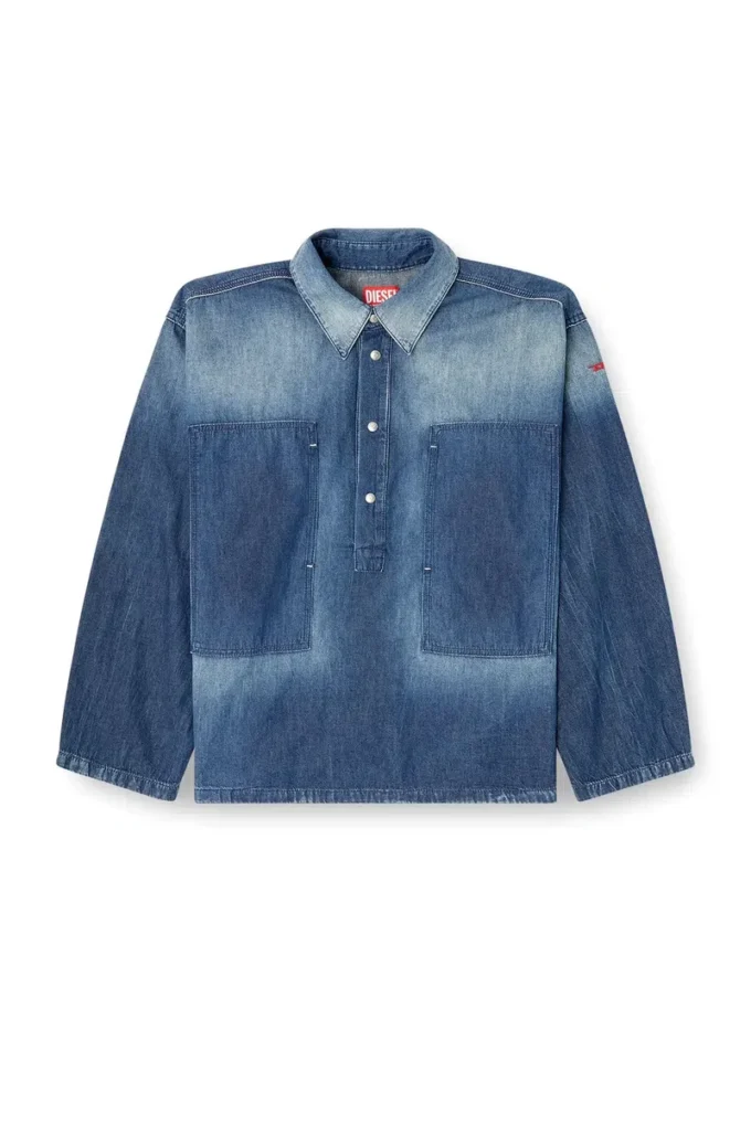 de-priss Henley top in contrast-effect denim de-priss Henley top in contrast-effect denim