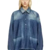 de-priss Henley top in contrast-effect denim de-priss Henley top in contrast-effect denim