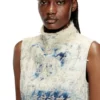 de-tapi-fsh2 Sleeveless top in houndstooth-weave denim de-tapi-fsh2 Sleeveless top in houndstooth-weave denim