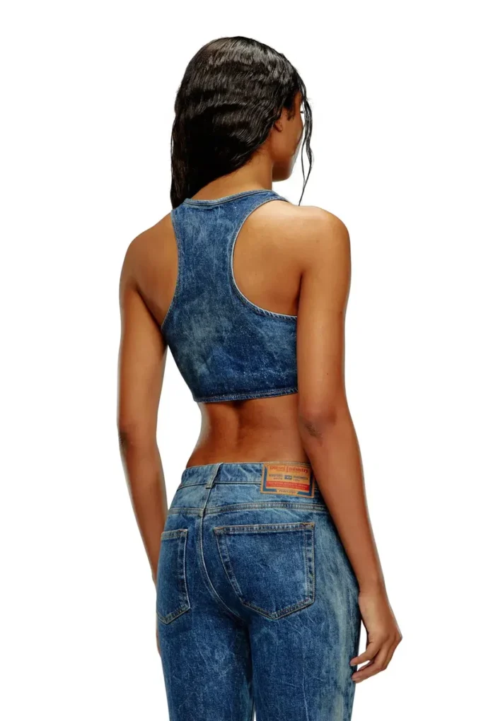de-top-fse Cropped denim top with crystal plaque de-top-fse Cropped denim top with crystal plaque