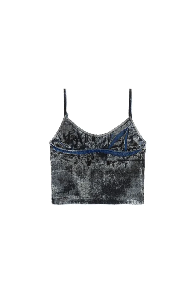 de-verni-fse Top in pinstriped devoré denim de-verni-fse Top in pinstriped devoré denim