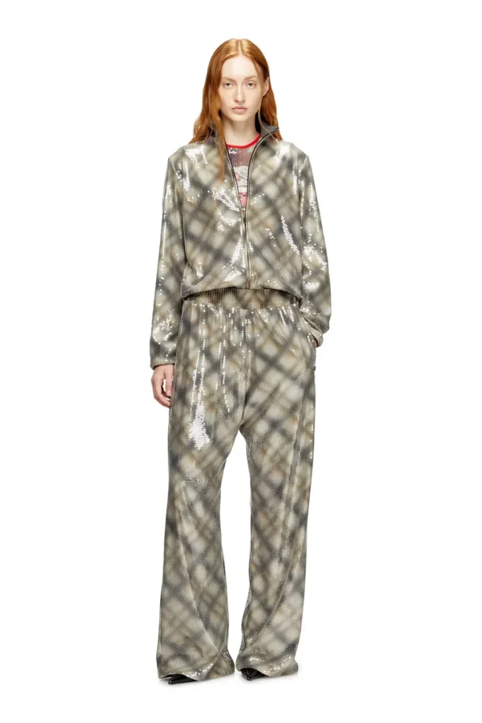 f-erequins Sequined sweater with plaid design f-erequins Sequined sweater with plaid design