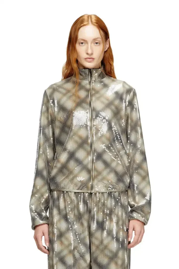 f-erequins Sequined sweater with plaid design f-erequins Sequined sweater with plaid design