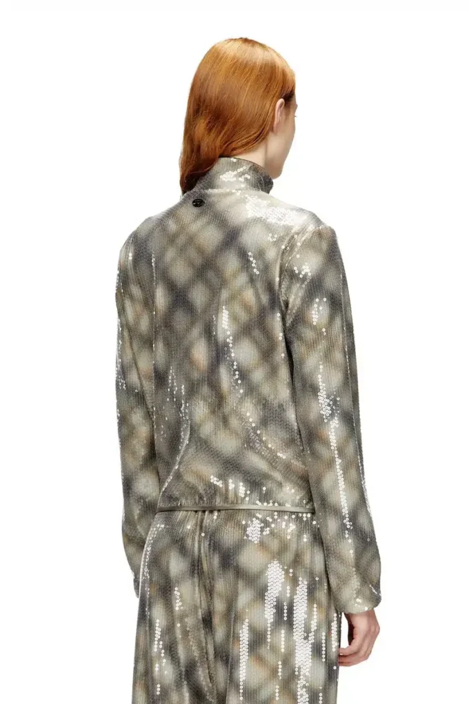 f-erequins Sequined sweater with plaid design f-erequins Sequined sweater with plaid design