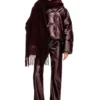 fr-w-illey Burgundy hooded puffer jacket in coated fabric