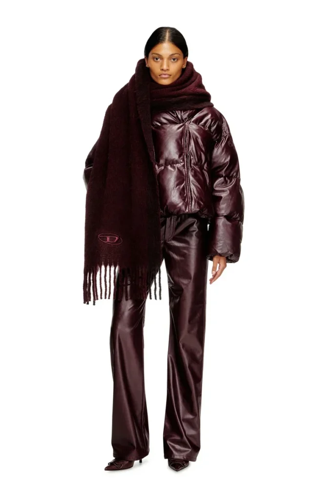 fr-w-illey Burgundy hooded puffer jacket in coated fabric