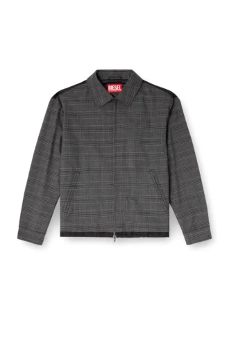 j-ting Coach jacket in Prince of Wales wool blend and satin j-ting Coach jacket in Prince of Wales wool blend and satin