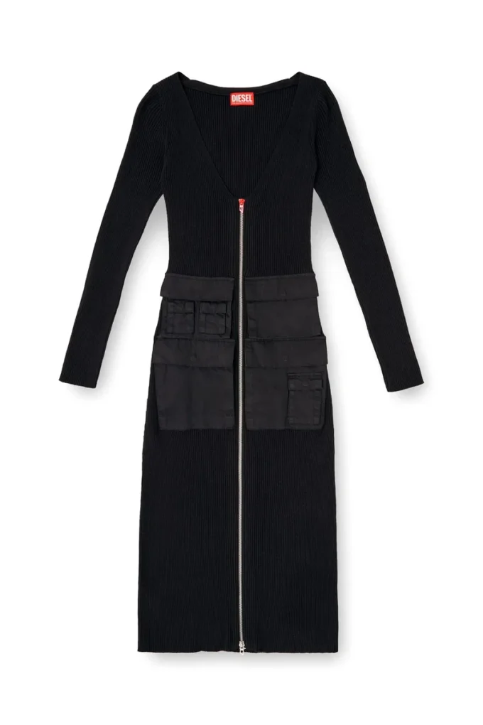 m-melti-ls Ribbed midi dress with cargo pockets m-melti-ls Ribbed midi dress with cargo pockets