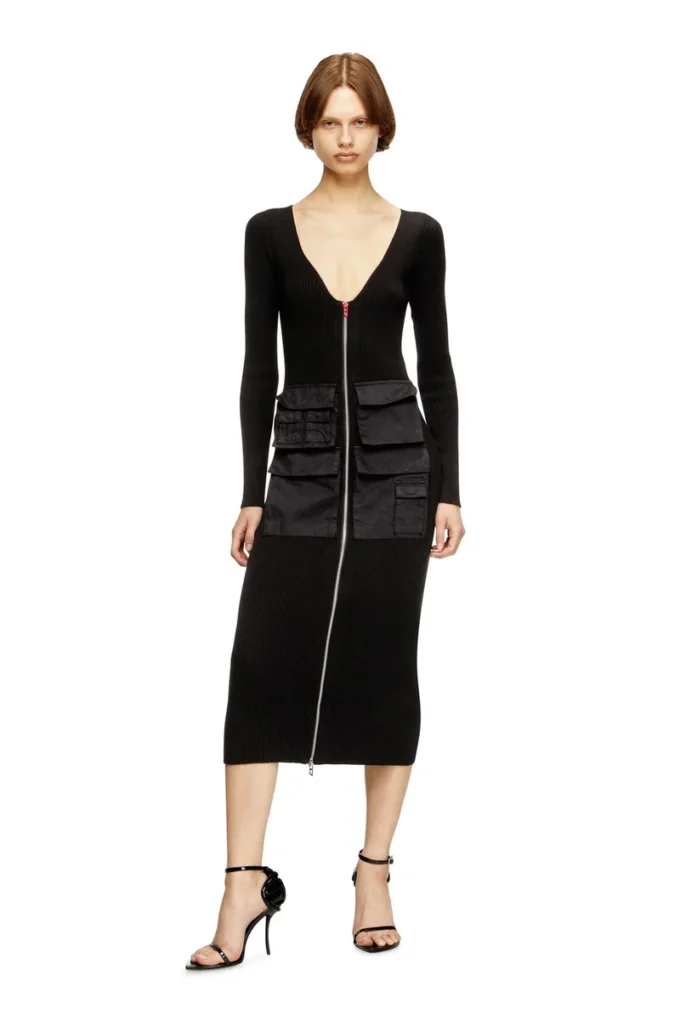 m-melti-ls Ribbed midi dress with cargo pockets m-melti-ls Ribbed midi dress with cargo pockets
