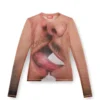 pr-t-sielar-tom25-1 Long-sleeve top in printed technical mesh pr-t-sielar-tom25-1 Long-sleeve top in printed technical mesh