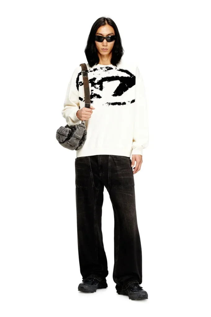 s-boxt-n5 Sweatshirt with distressed flocked logo s-boxt-n5 Sweatshirt with distressed flocked logo