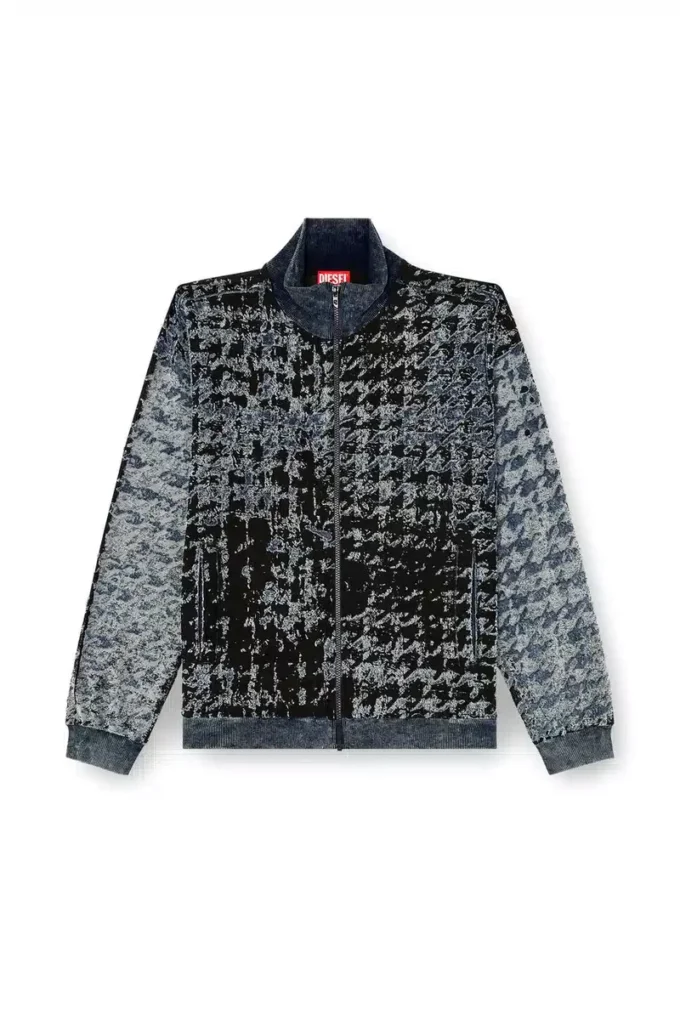 s-corr Devoré houndstooth zip-up top s-corr Devoré houndstooth zip-up top