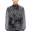 s-corr Devoré houndstooth zip-up top s-corr Devoré houndstooth zip-up top