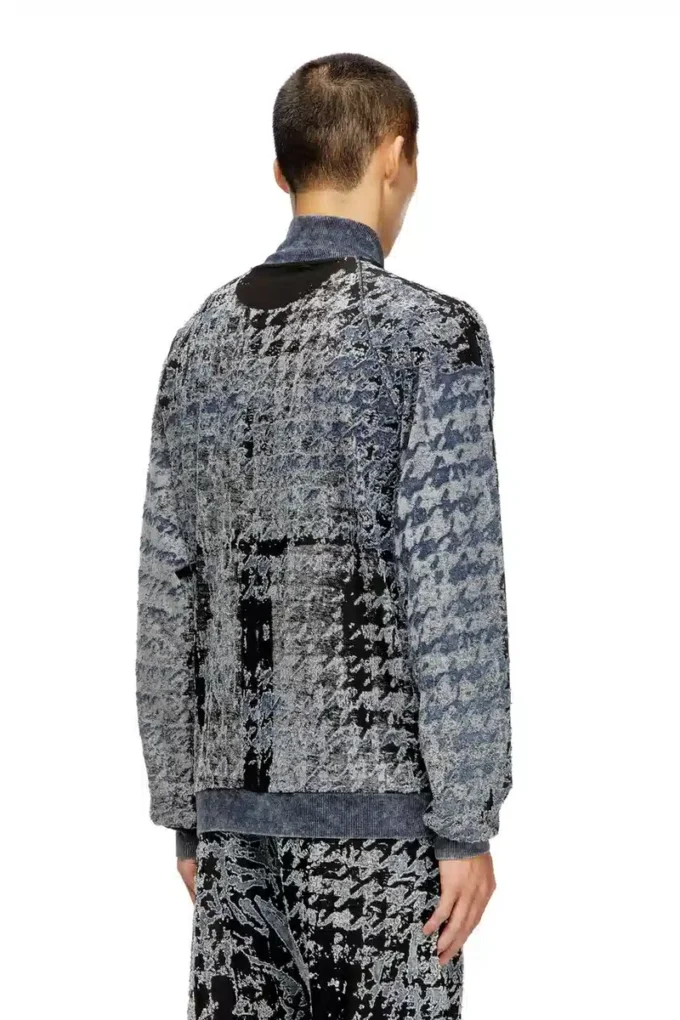 s-corr Devoré houndstooth zip-up top s-corr Devoré houndstooth zip-up top