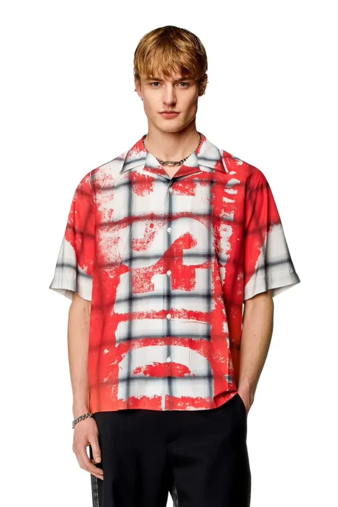 s-nabil Check bowling shirt with fading logo s-nabil Check bowling shirt with fading logo
