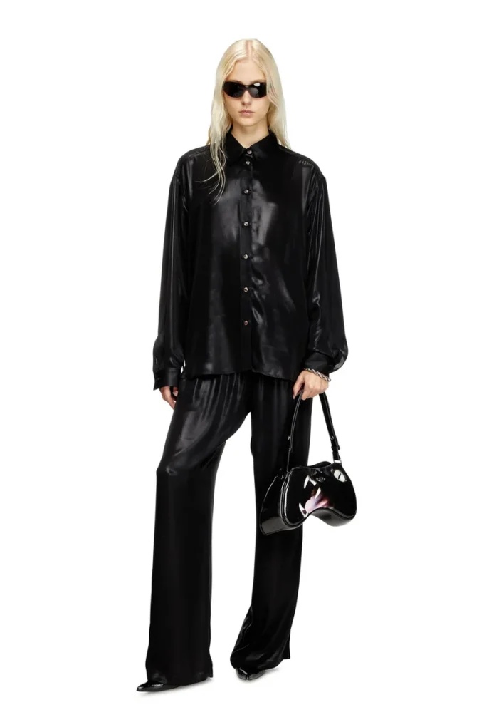 s-simply-c-wn-q1 Fluid shirt in laminated fabric s-simply-c-wn-q1 Fluid shirt in laminated fabric