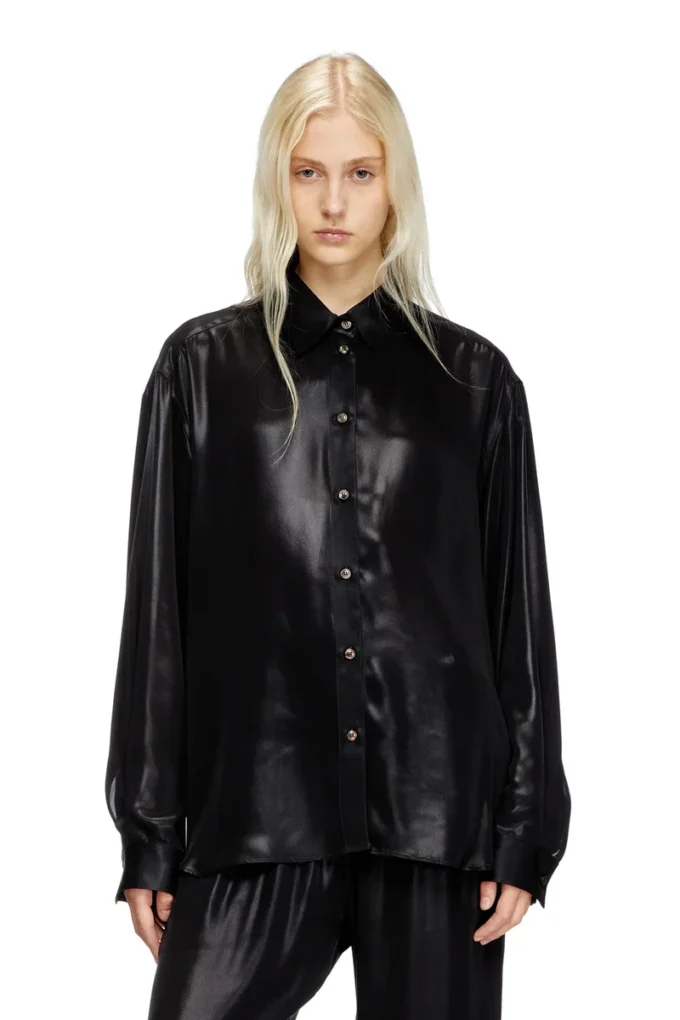 s-simply-c-wn-q1 Fluid shirt in laminated fabric s-simply-c-wn-q1 Fluid shirt in laminated fabric