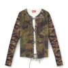 t-afry Tie cardigan with mixed camo prints t-afry Tie cardigan with mixed camo prints