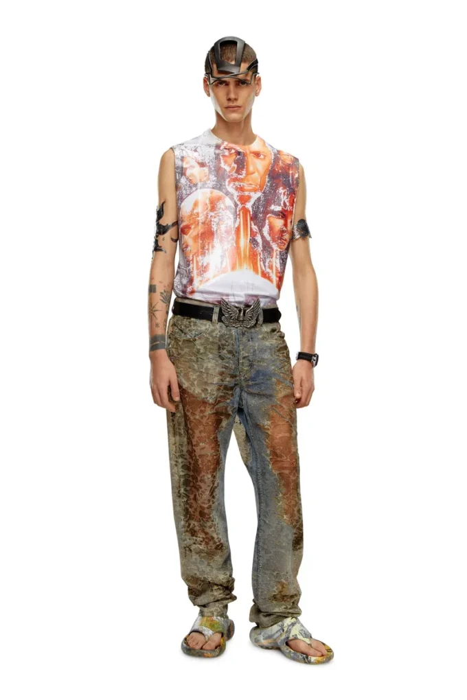 t-birco-p6 Shiny tank top with Diesel film print t-birco-p6 Shiny tank top with Diesel film print
