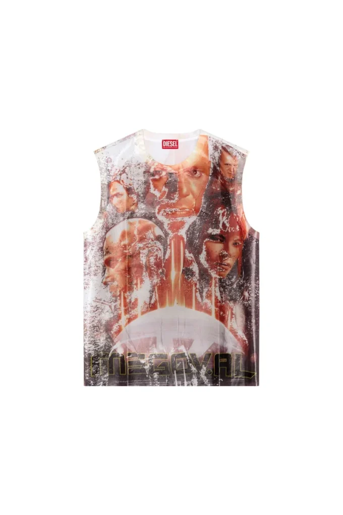 t-birco-p6 Shiny tank top with Diesel film print t-birco-p6 Shiny tank top with Diesel film print