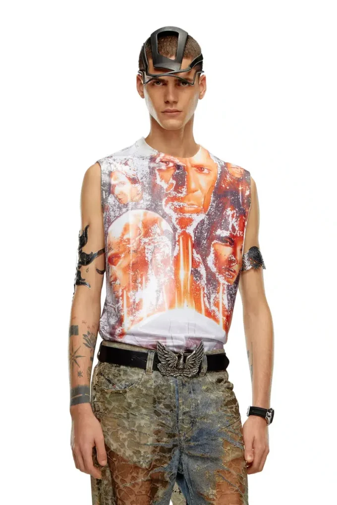 t-birco-p6 Shiny tank top with Diesel film print t-birco-p6 Shiny tank top with Diesel film print