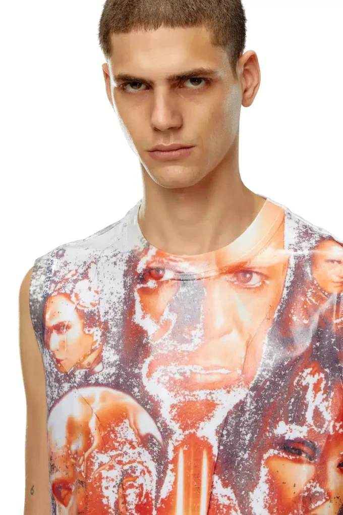t-birco-p6 Shiny tank top with Diesel film print t-birco-p6 Shiny tank top with Diesel film print