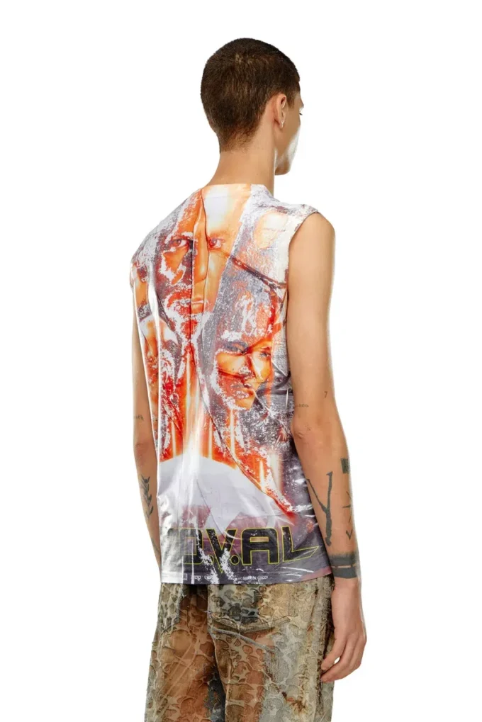 t-birco-p6 Shiny tank top with Diesel film print t-birco-p6 Shiny tank top with Diesel film print