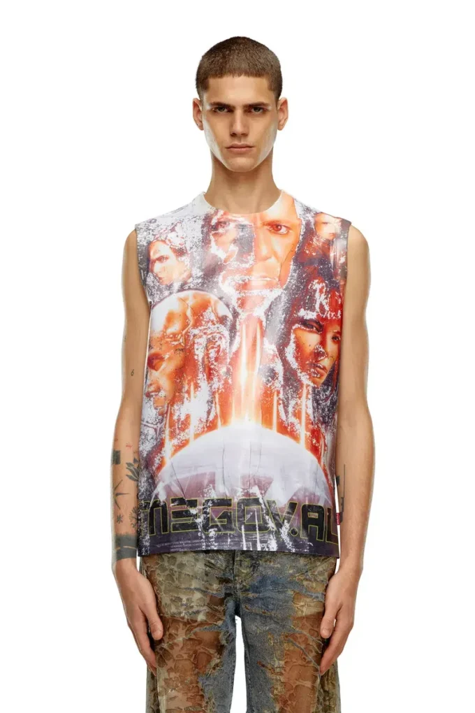 t-birco-p6 Shiny tank top with Diesel film print t-birco-p6 Shiny tank top with Diesel film print