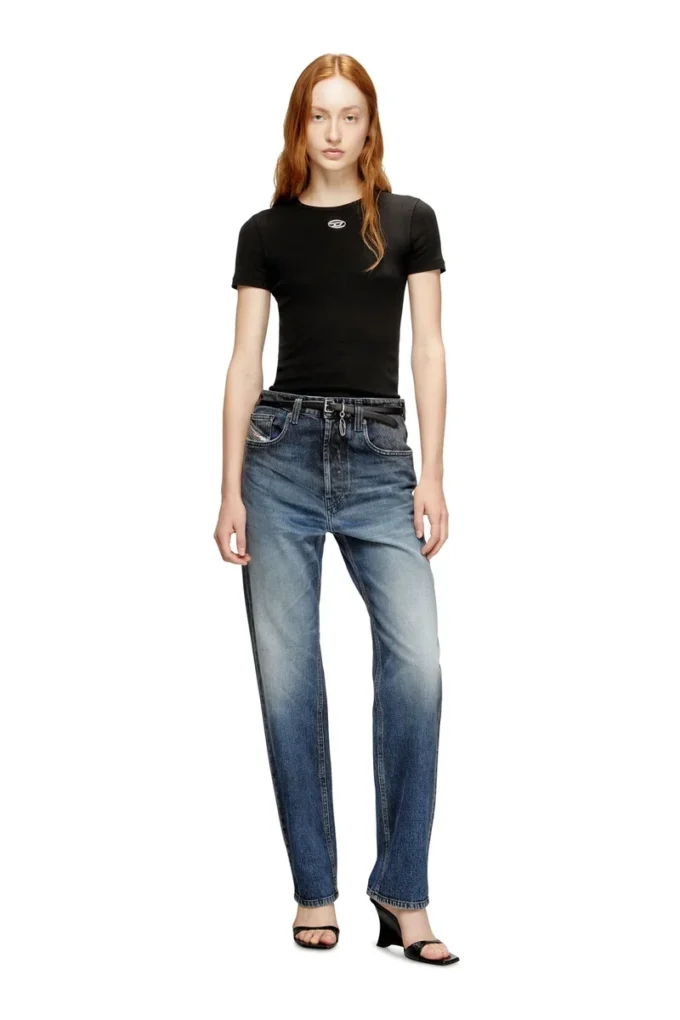 t-ele-long-od Slim ribbed T-shirt with metallic Oval D t-ele-long-od Slim ribbed T-shirt with metallic Oval D