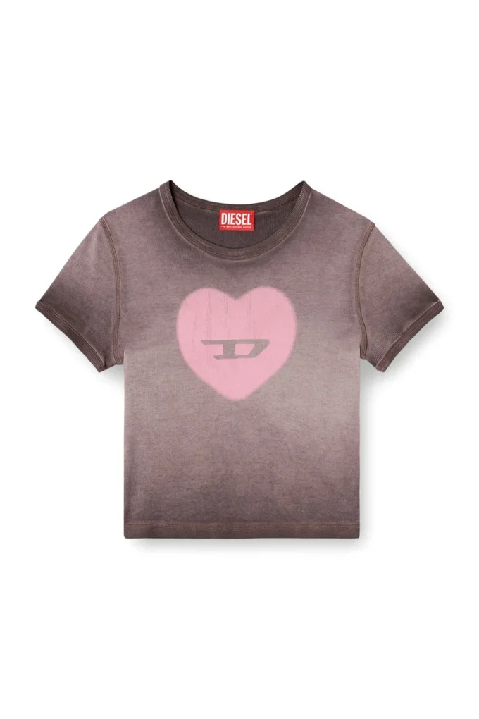 t-ele Ribbed T-shirt with watercolour heart D t-ele Ribbed T-shirt with watercolour heart D