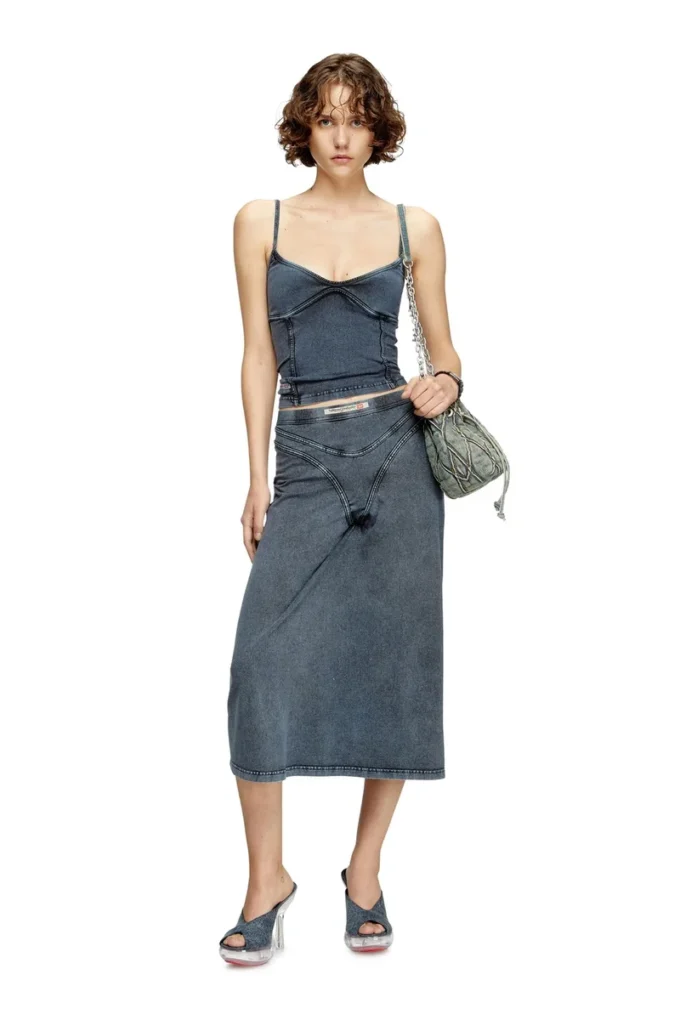 t-ony Strappy top in denim-look jersey t-ony Strappy top in denim-look jersey