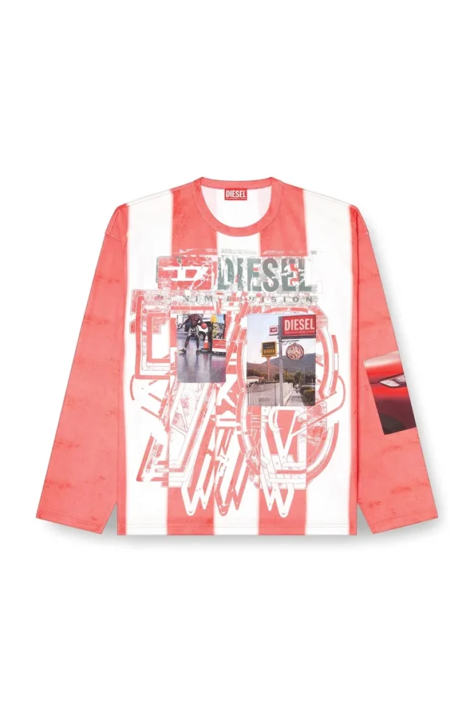 t-ruby Striped long-sleeve T-shirt with photo patches t-ruby Striped long-sleeve T-shirt with photo patches