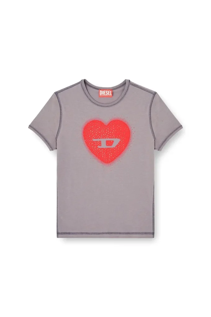 t-uncuties-long-s5 Slim T-shirt with heart print and studs t-uncuties-long-s5 Slim T-shirt with heart print and studs