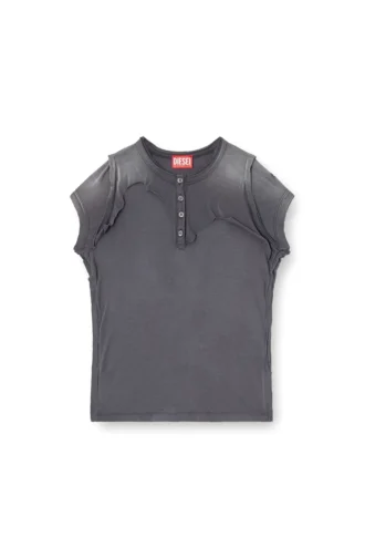 t-unrawy Henley T-shirt with peel-off effect t-unrawy Henley T-shirt with peel-off effect
